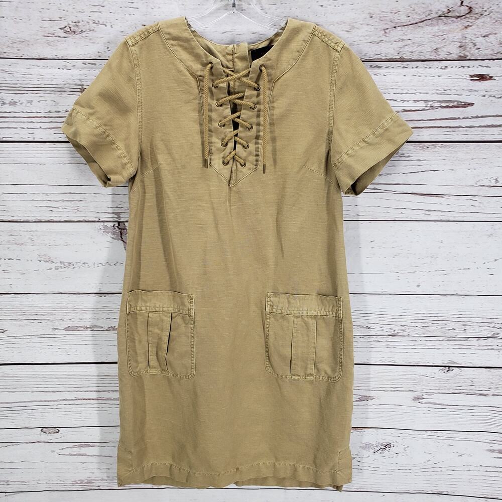 J.CREW Women's Linen Blend Lace Up Cargo Dress Size 6